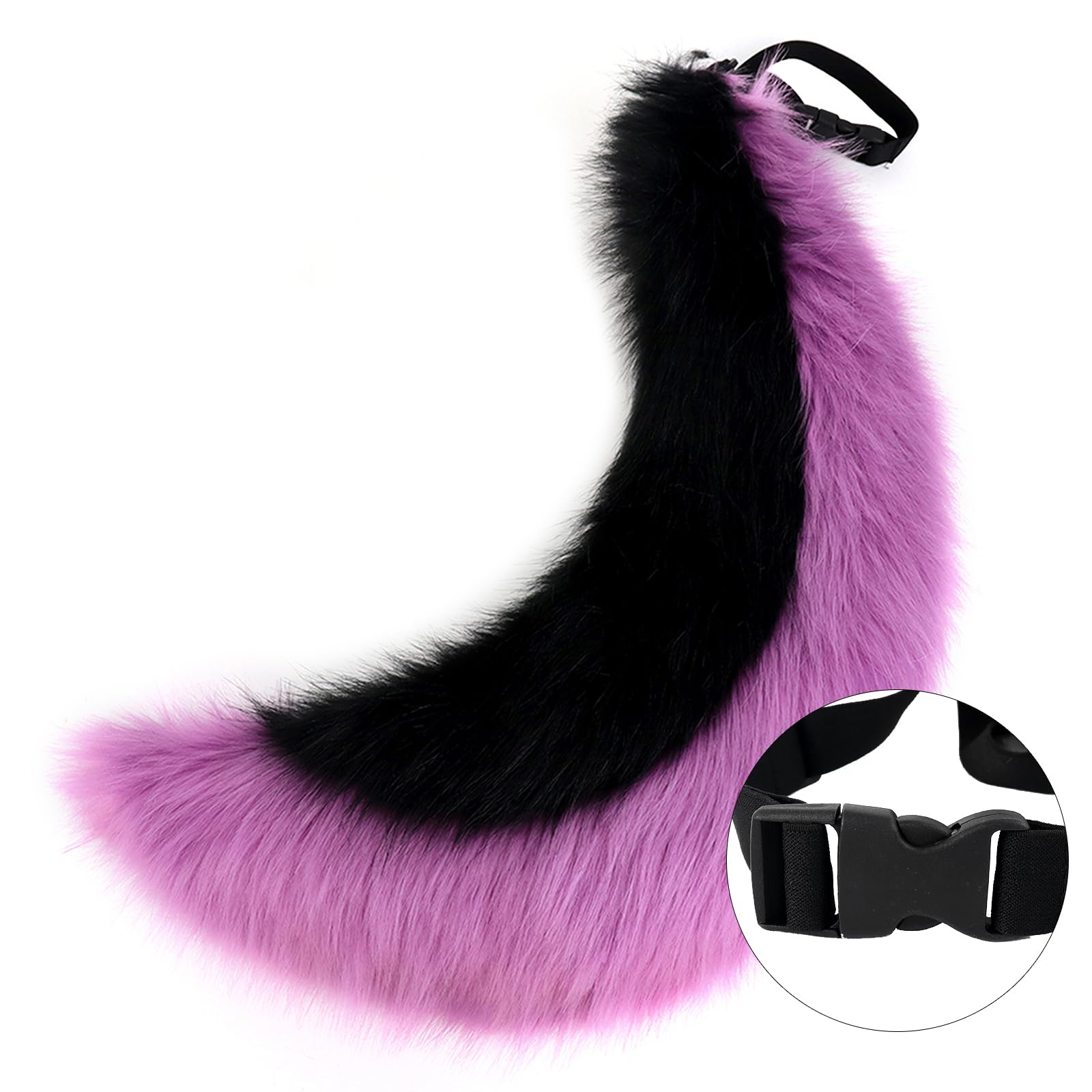 Faux Fur Wolf Ears Headband & Furry Tail Set Realistic Wolf Costume Accessories for Halloween, Cosplay,Parties: Medium Purpleblack