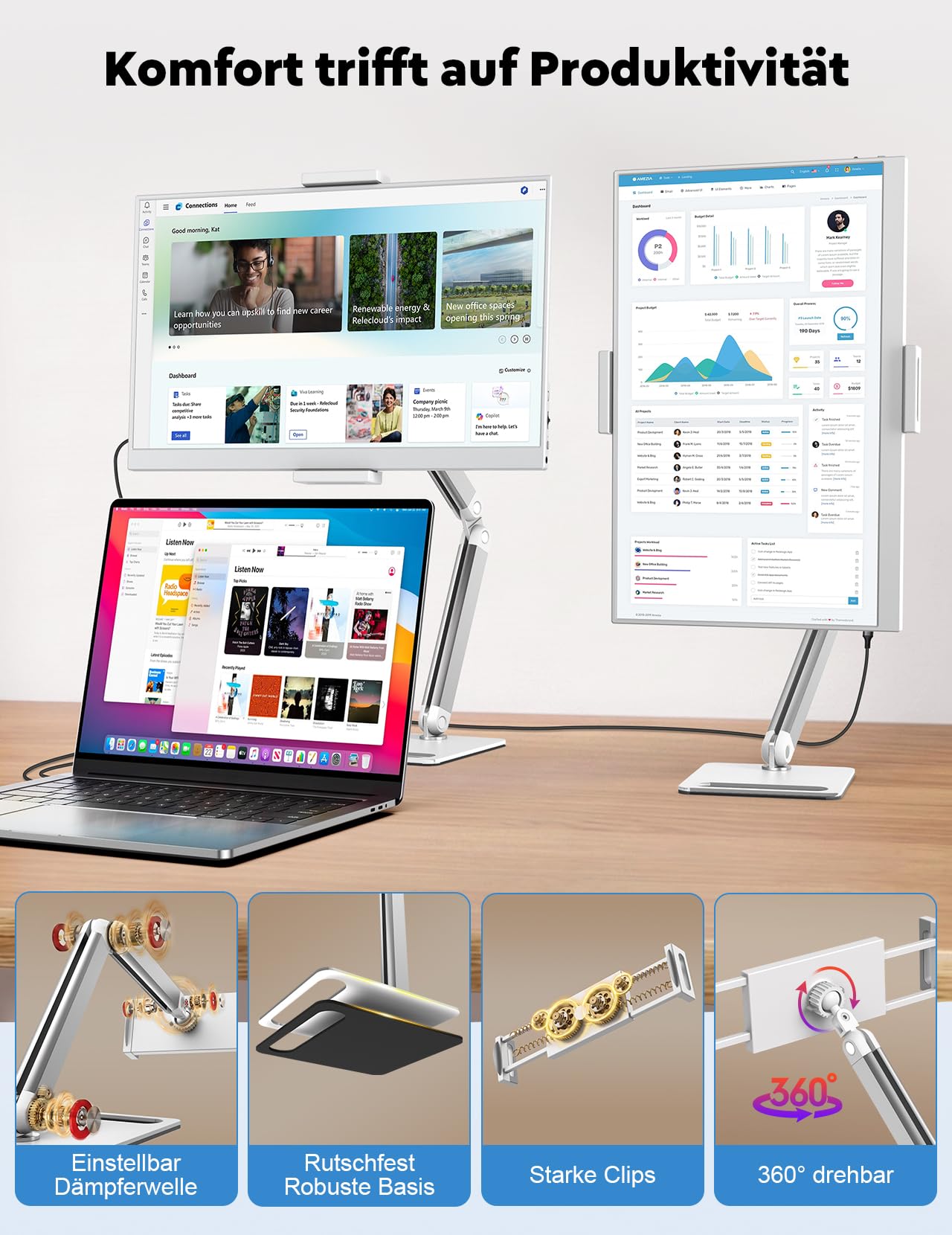 MAGICRAVEN Tragbarer Monitor, 15.6" 1080P FHD Laptop Bildschirm Erweiterung Monitore IPS, Portable Monitor mit Lautsprecher, Mobiler Monitor für Laptop/Handy/PS45/X-Bo mit HDMI/USB C & Metallständer