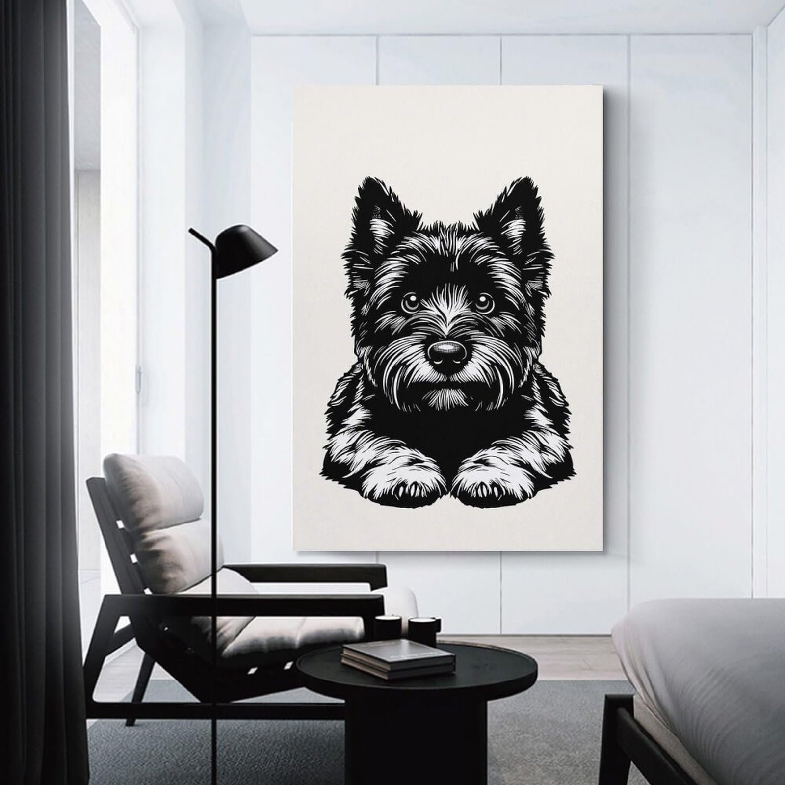 Junmoney Room Decor Wall Art Cairn Terrier, 24x36inch(60x90cm), for Gallery Wall Layouts in Home Or Office, Home Wall Art for Statement Displays