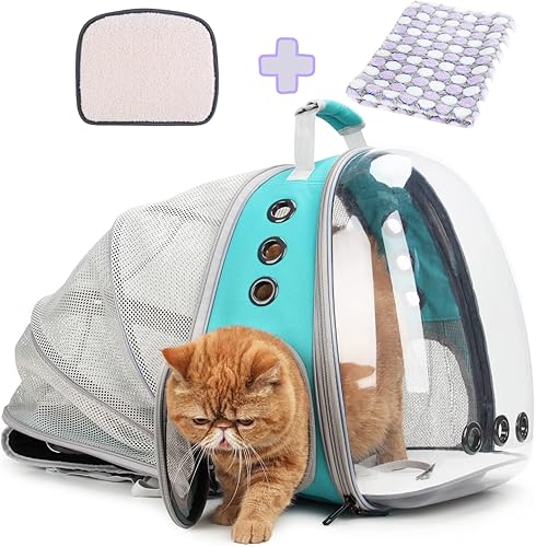 Lollimeow - Mochila para transporte de mascotas, mochila de burbuja para transportar gatos y cachorros, aprobada para aerolíneas, diseñada para