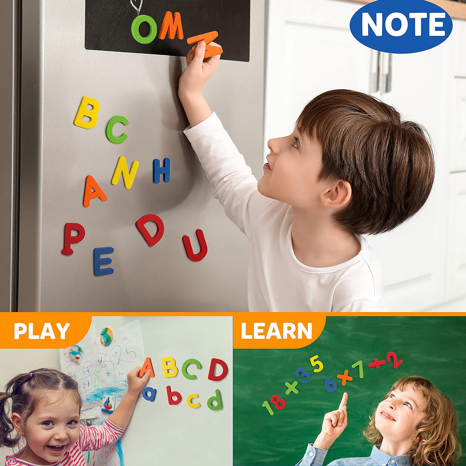 Lettres et Chiffres Magnétiques 108 Pièces pour Enfants, Alphabet Majuscules et Minuscules, Jouet Éducatif en EVA