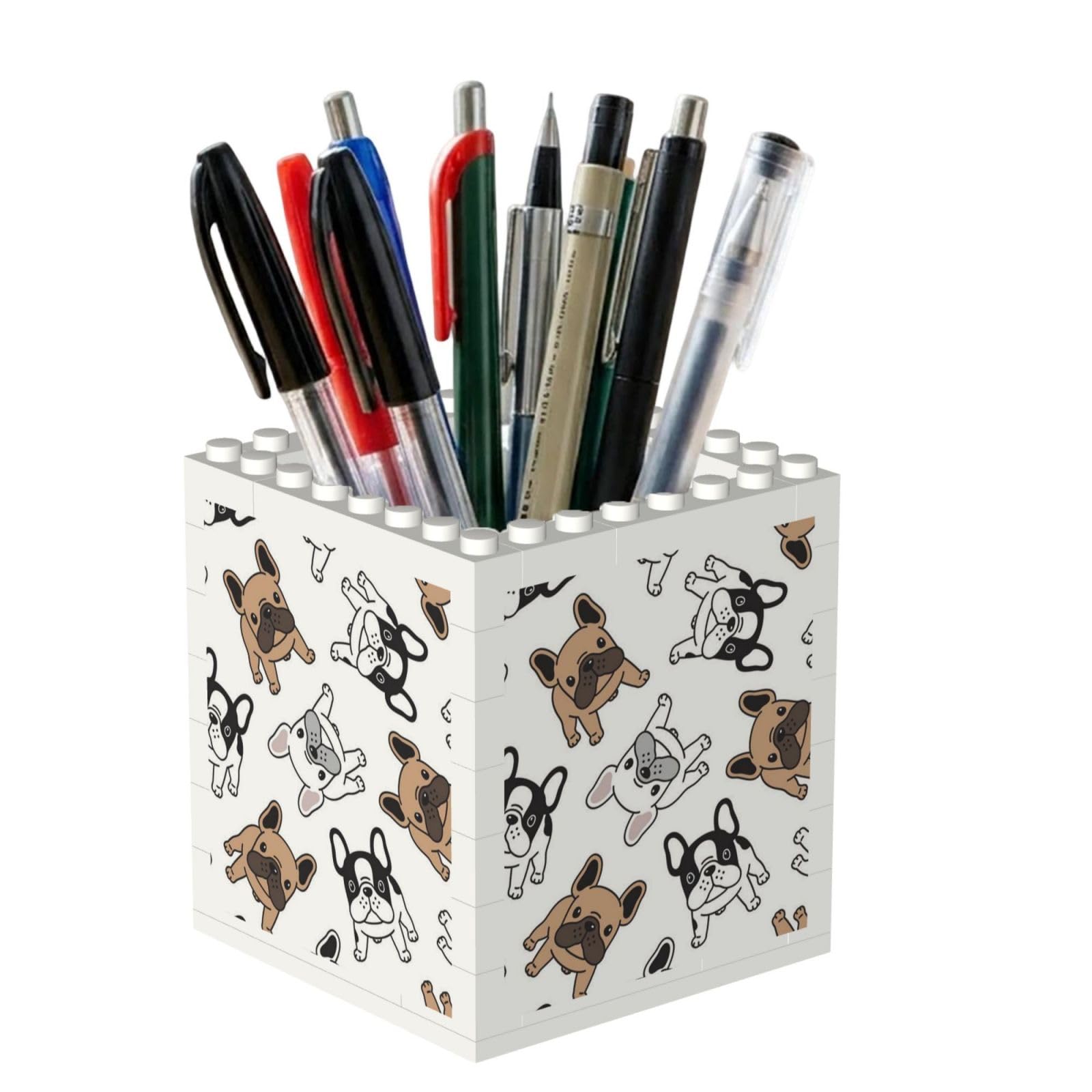 Poadnly French Bulldog, Pen Pot Pencil Holder for Office Home School, Compact Desk Organiser for Office Stationery