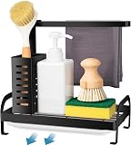 Revivoer Organizador Bajo Fregadero de Cocina, Accesorios de Cocina Soporte con Toallero, Organizador Fregadero para Organizar Utensilios de Cocina y Esponjas (B)