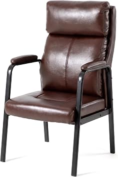 Okeysen Waiting Room Chairs Set of 1, High-Back Conference Room Chairs, Leather Reception Guest Chairs, Office Chair No Wheels with Padded Armrests for Office/Clinic/Church/School/Lobby