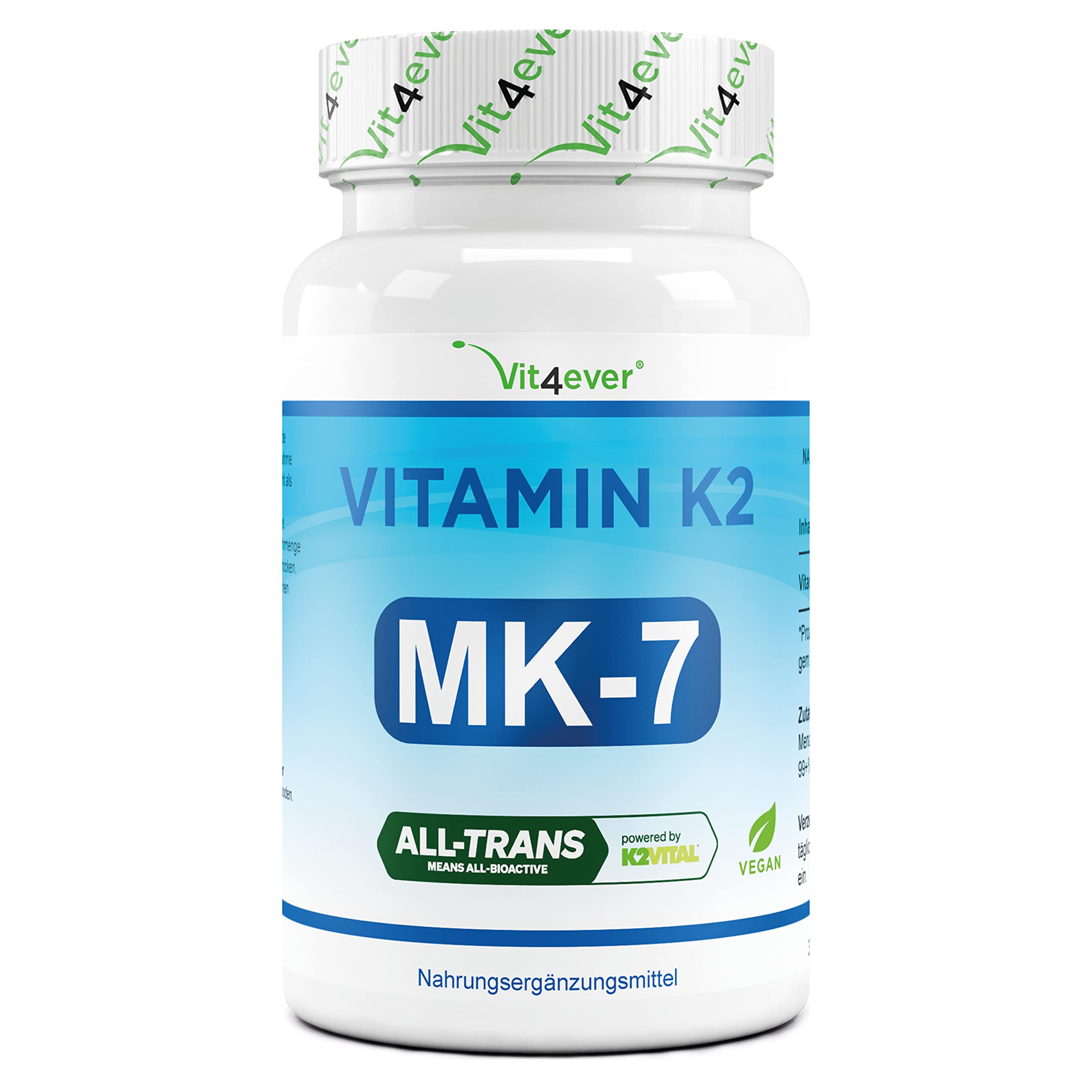 Vitamina K2-365 compresse - Materia prima premium: vera K2 con il 99,7+% di MK7 completamente trans (K2VITAL® by Kappa) - Dosaggio elevato - Vegano