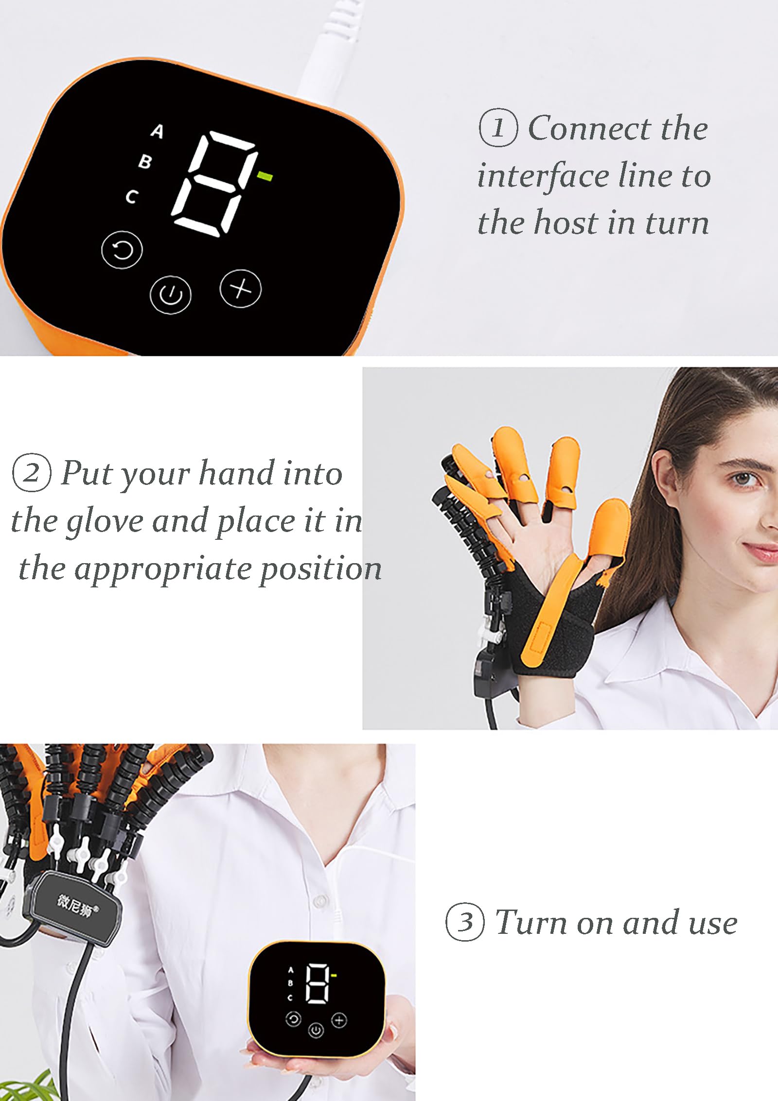 Guanti Robot per Riabilitazione, Dispositivo Elettrico per L'allenamento Della Mano Con Il Dito, Attrezzatura per Il Recupero Del Colpo Della Mano Da 1-9 Livelli