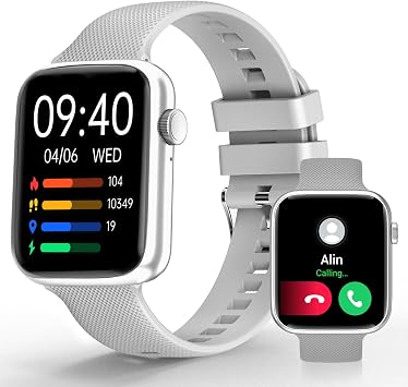 YoYoFit Smart Watches for Women Men Answer/Make Calls Compatible with iPhone/Android Phones, 1.85" HD Screen Fitness Tracker Heart Rate Blood Oxygen Sleep Monitor Smartwatch Grey