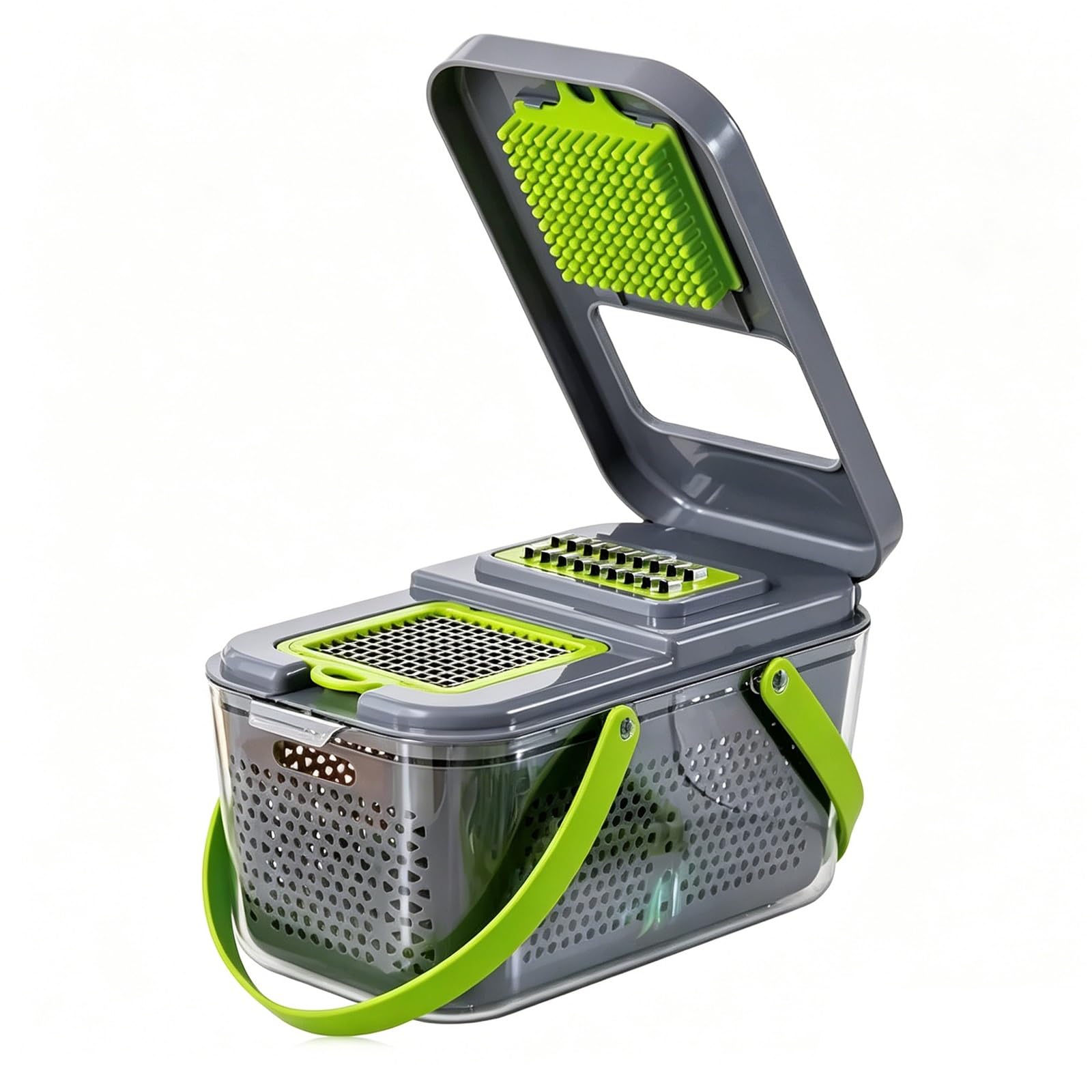 Cortador de Verdura Manual, Mandolina de Cocina Multifuncional con 14 Cuchillas Acero Inoxidable, Material Resistente, Cortador Verduras para Ensaladas, Utensilios Cocina
