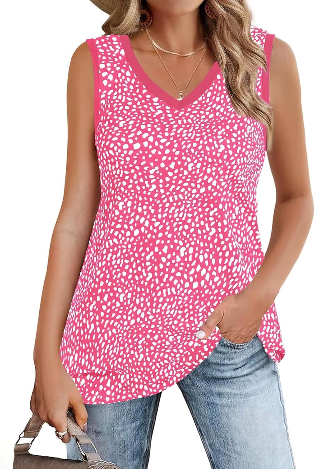 Tank Tops for Women 2025 Sleeveless Shirts Casual V Neck Summer Tops Sexy Going Out Loose Fit T Shirt