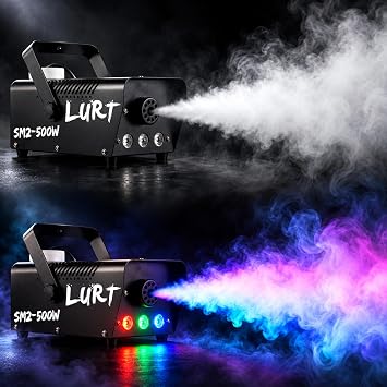 LURT 500W Fog Machine Mini Auto Smoke LED Lights Wireless Remote Control