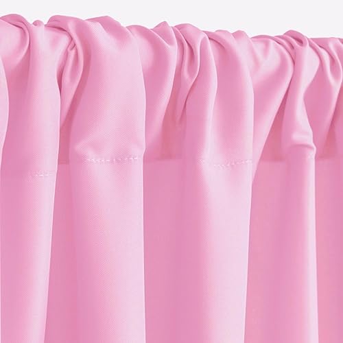 Miniatura 2 de Hiasan Cortinas de fondo rosa para fiestas, cortinas de fondo de fotografía de poliéster para baby shower, decoraciones de boda, 5 x 7 pies, juego