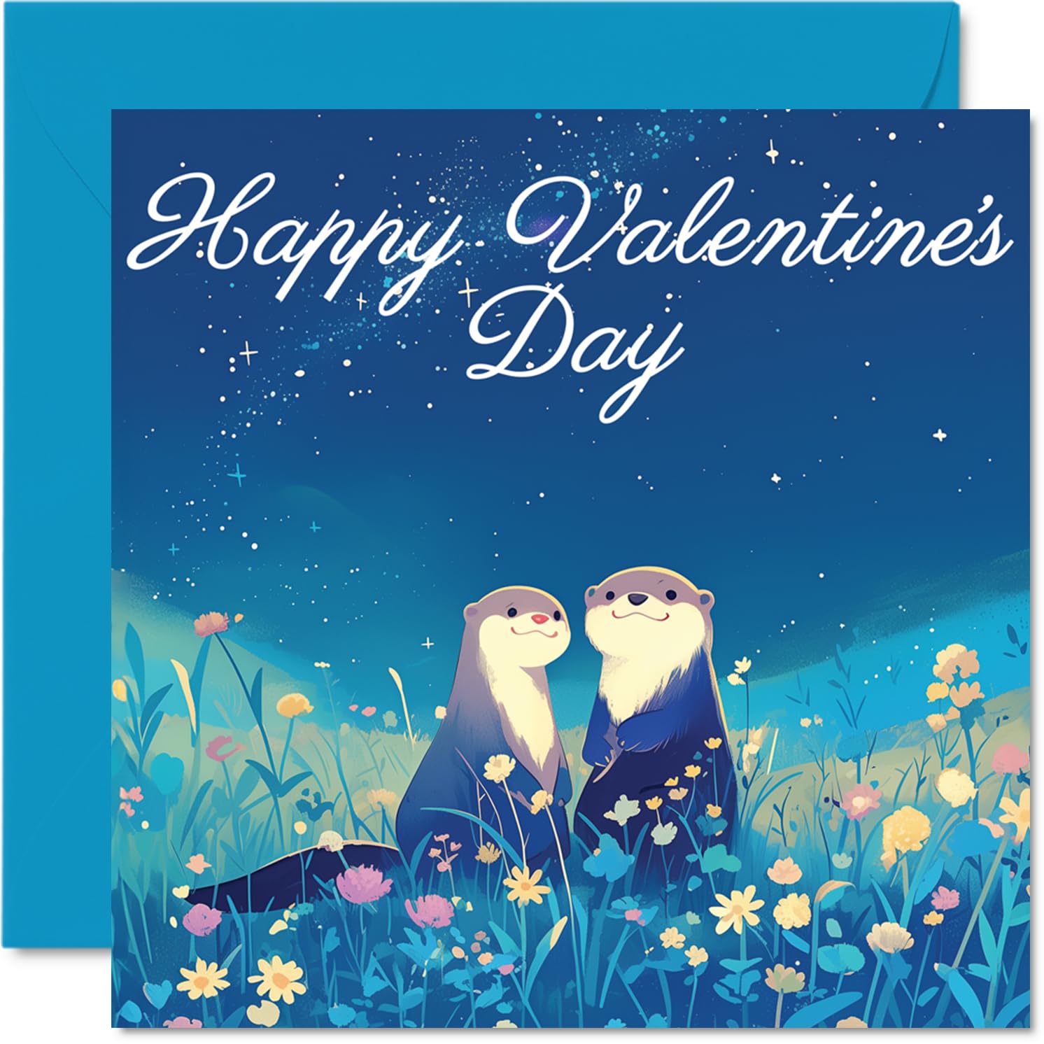 Cute Valentines Day Card - Otters in Love - Romantic Happy Valentines Card for Women Men, 145mm I Love You Valentine Greeting Cards