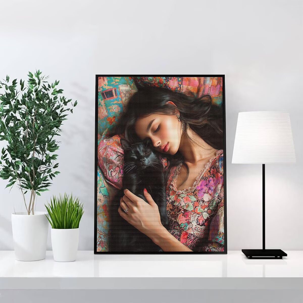 Diamond Painting Kit Completo, Diamond Painting Donna, 5D Quadrato Pittura Diamante Kit Manualidades Adultos DIY Diamantini Crystal Art Disegni Ricamo Punto Croce Artigianale, 60x90cm Gatto j0-999
