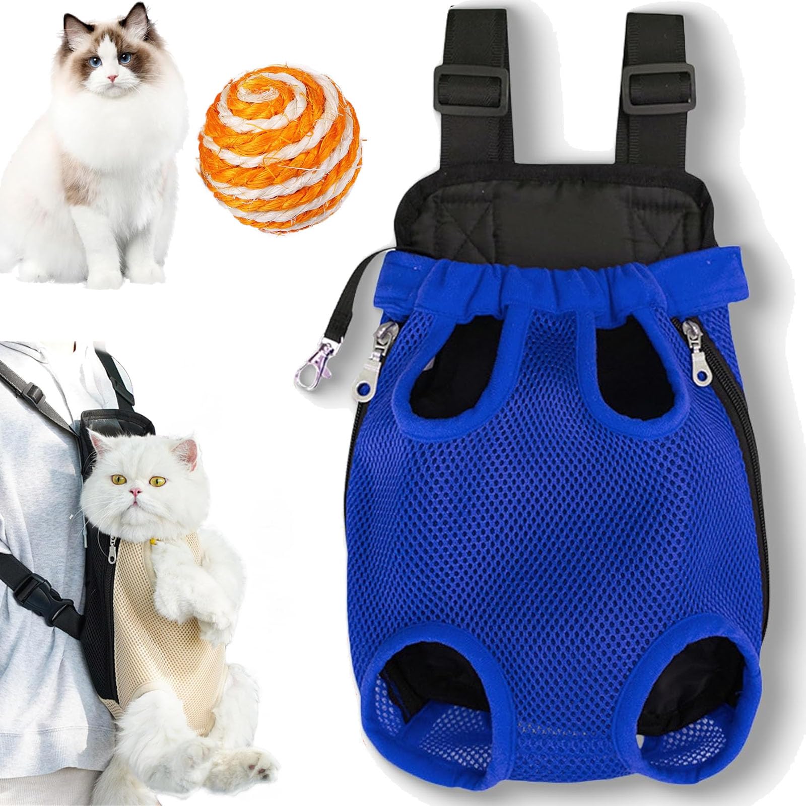 Furry Pawsy Carrier, Furry Pawsy Cat Carrier, Furry Pawsy Cat Backpack, Adjustable Pet Front Cat Dog Carrier Backpack Travel Bag, Breathable & Skin-Friendly (Blue, L)