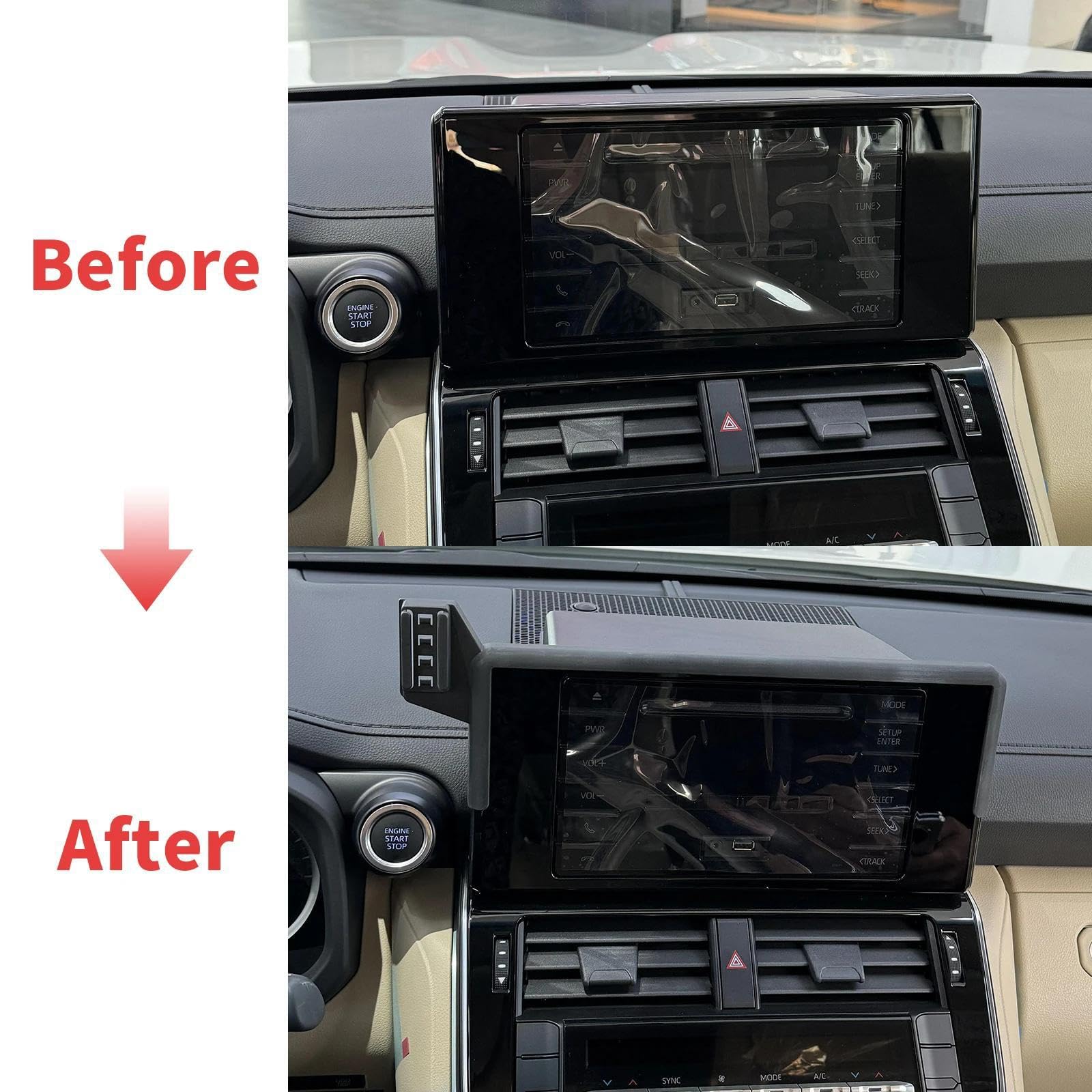 Uchwyt Samochodowy na Telefon dla Toyota Land Cruiser LC300 GRX 2022-2024, uchwyt samochodowy na telefon komórkowy, stojak na nawigację GPS (podstawa i uchwyt 4)
