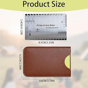 String Action Gauge Stainless Steel Height Ruler with Leather Case Premium Durable Luthier Tools for Precise Setup Ideal Guitar Accessories for Electric Bass Acoustic Guitars Mandolin &Banjo