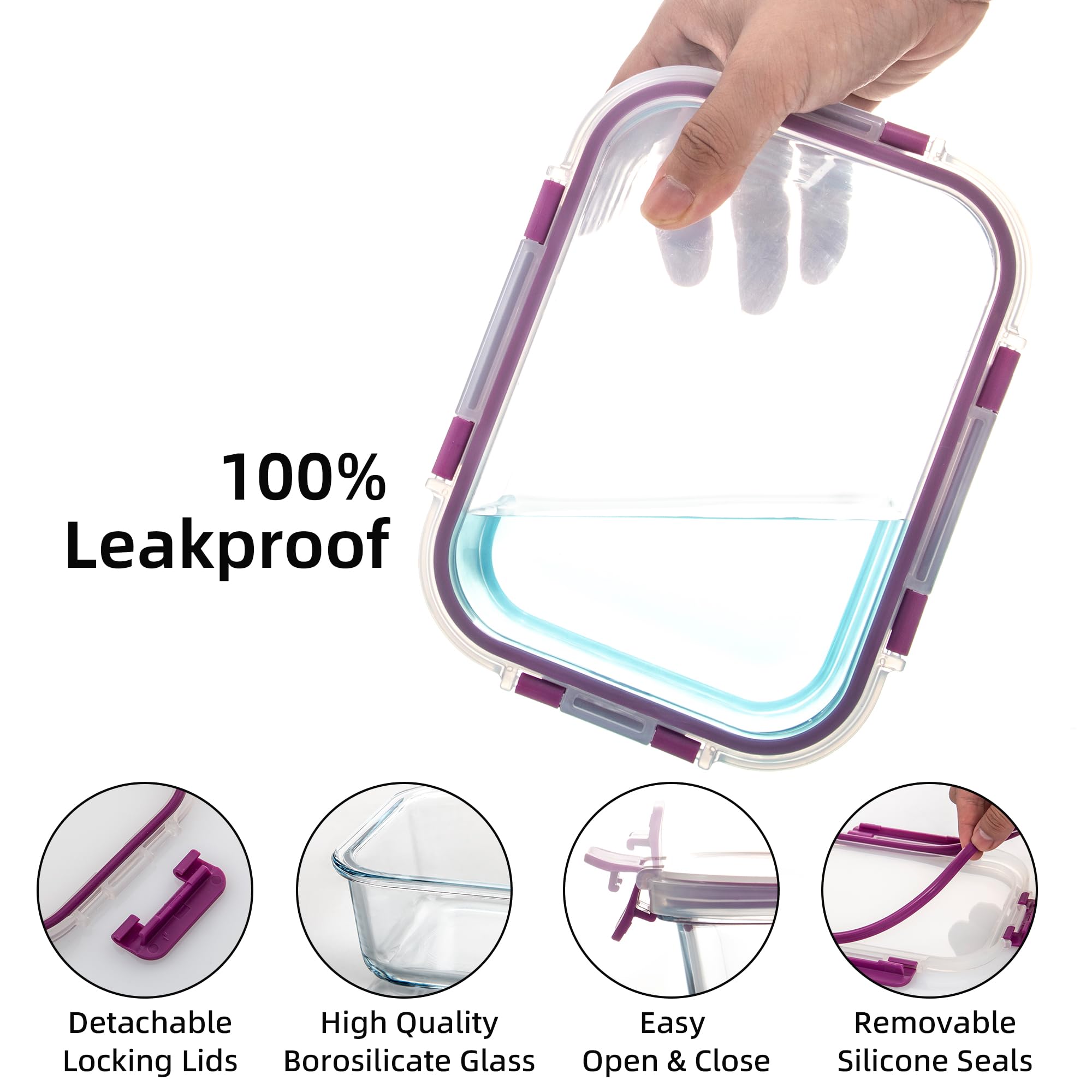C CREST 12-teiliges Meal Prep Glasbehälter-Set mit Deckel, ideal für die Aufbewahrung und Frische, verschiedene Größen und Formen für ultimative Organisation | Ideal für die Aufbewahrung und Frische von Lebensmitteln, verschiedene Größen und Formen, ultim