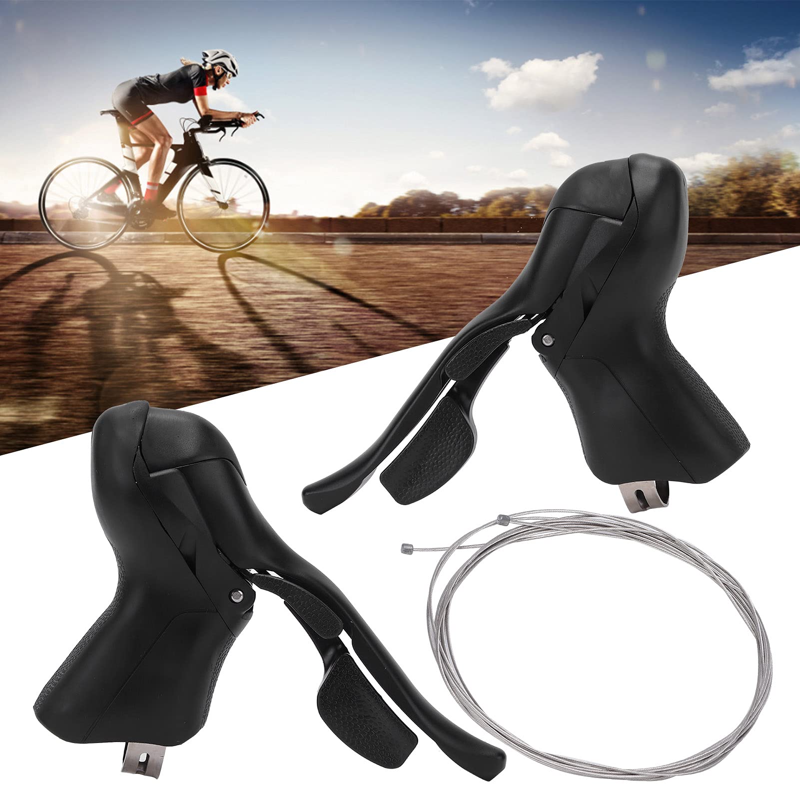 Palanca de Freno de Bicicleta de Aleación de Aluminio Duradera, de Freno Portátil para Ciclistas, 1 par, Tamaño 170x115mm (2 * 7 velocidades)