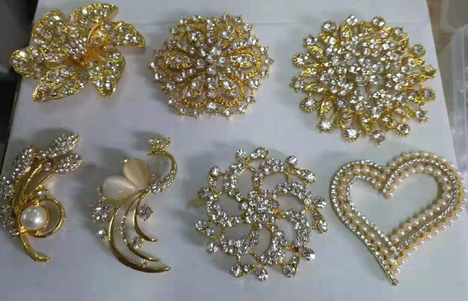 Abbie Home Luxury Wedding Bouquet Customization - Silk Rose Rhinestone Brooch Pearls Jewelry Decoration Multi Color Available