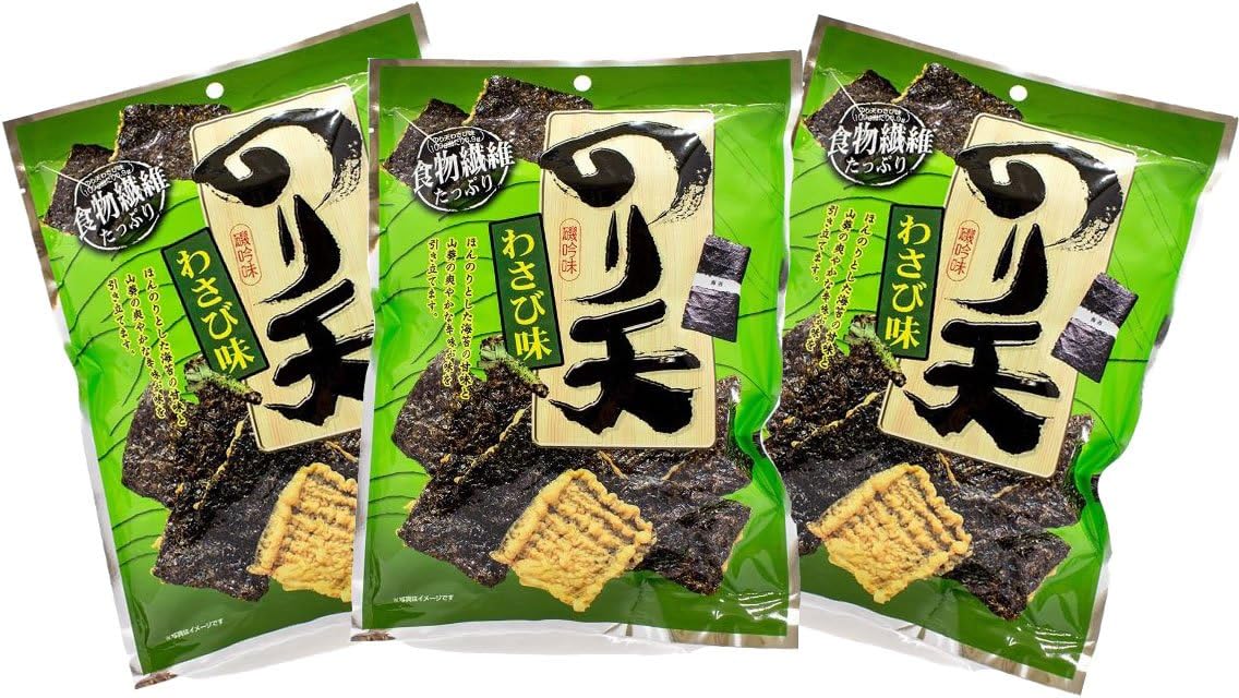 Wasabi Crackers with Seaweed By Daiko 2.8 Oz (70g × 3)