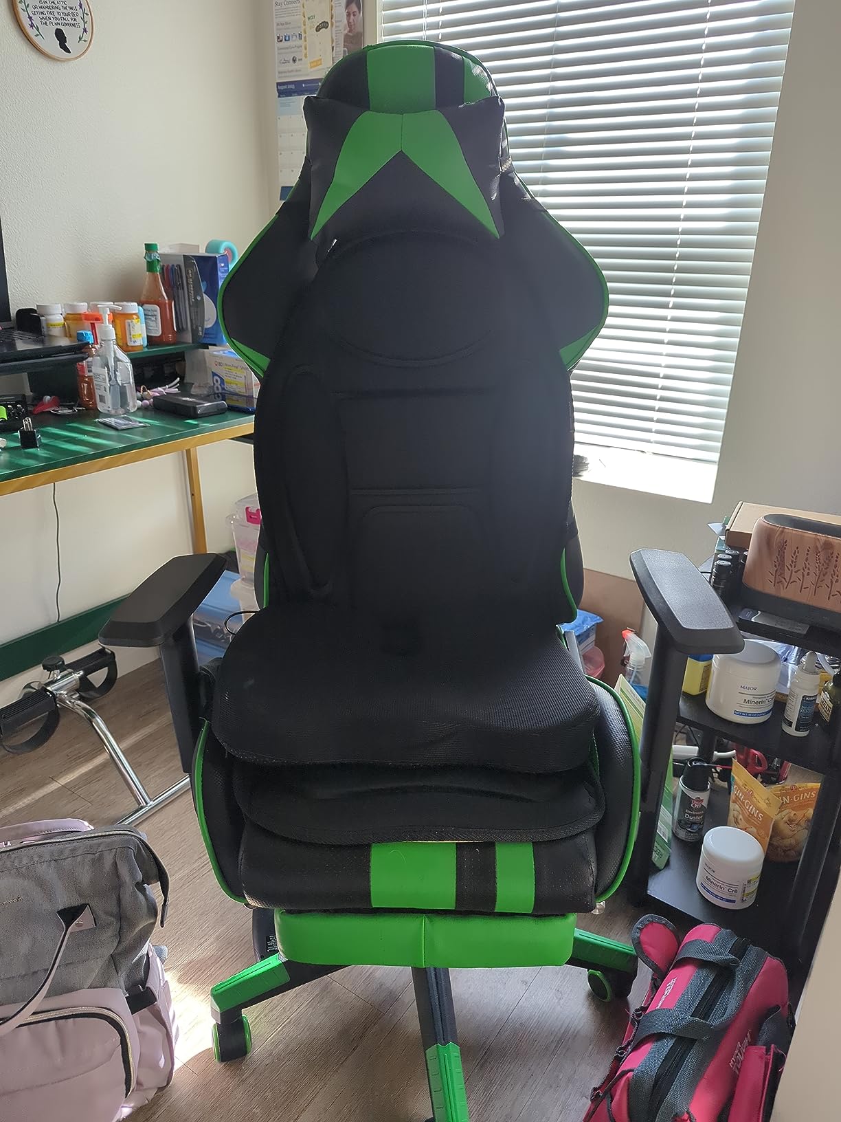 18/mo Finance Soontrans Blue Gaming Chair with Footrest,Leather