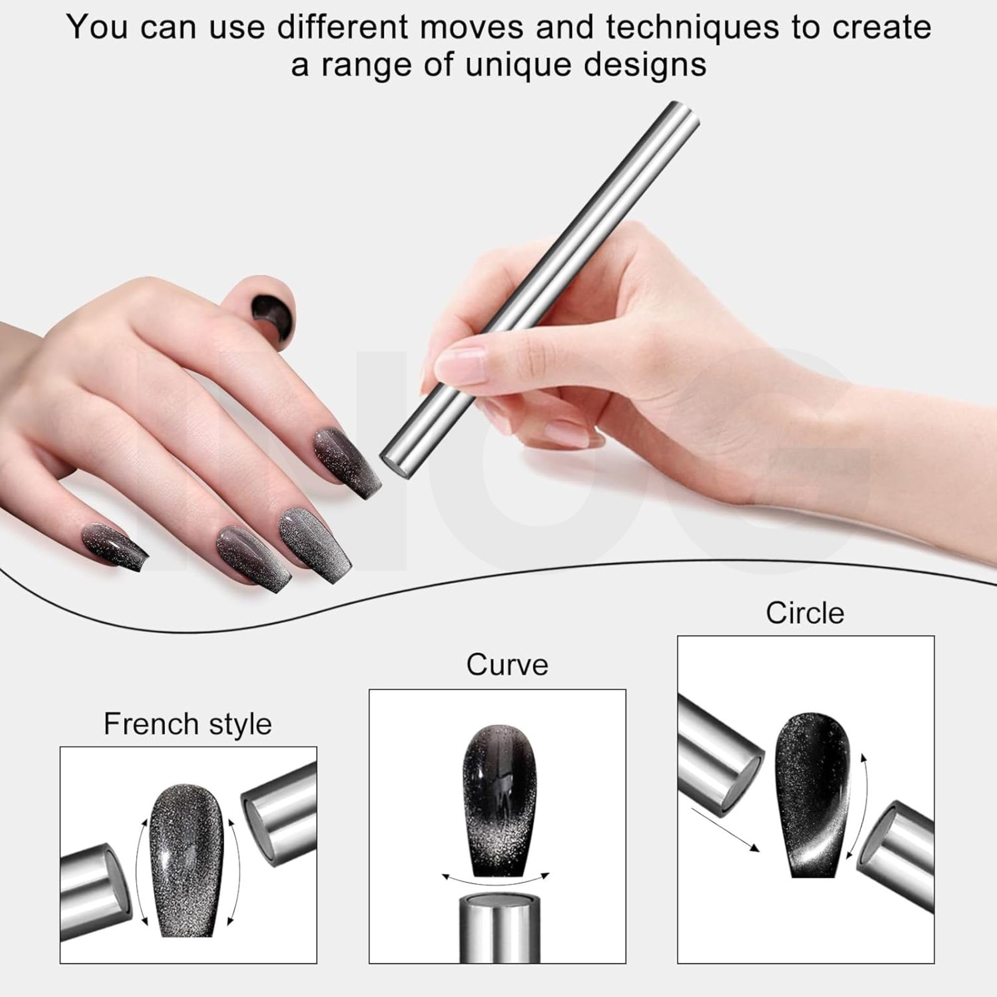 INOG Nail Magnet Tool,Super Long Double-head Nail Magnet Pens Magnet Stick 3D Magnetic Cat Eye Gel Polish Nail Art, for DIY 3d Magnetic, Salon, Studio or Home (Double-head) 2