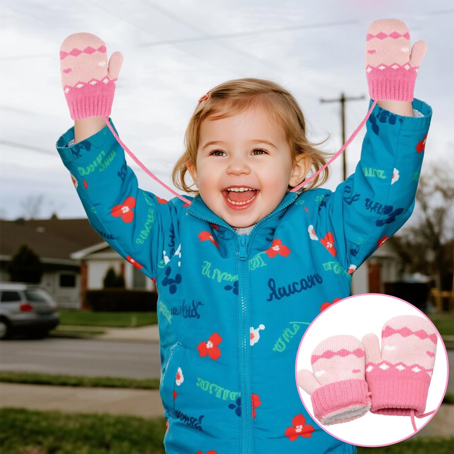 Kids Winter Mittens for Boys Girls 3-5 Years, Double Layer Thermal Knit Stretchable Snow Gloves for Outdoor - Image 7