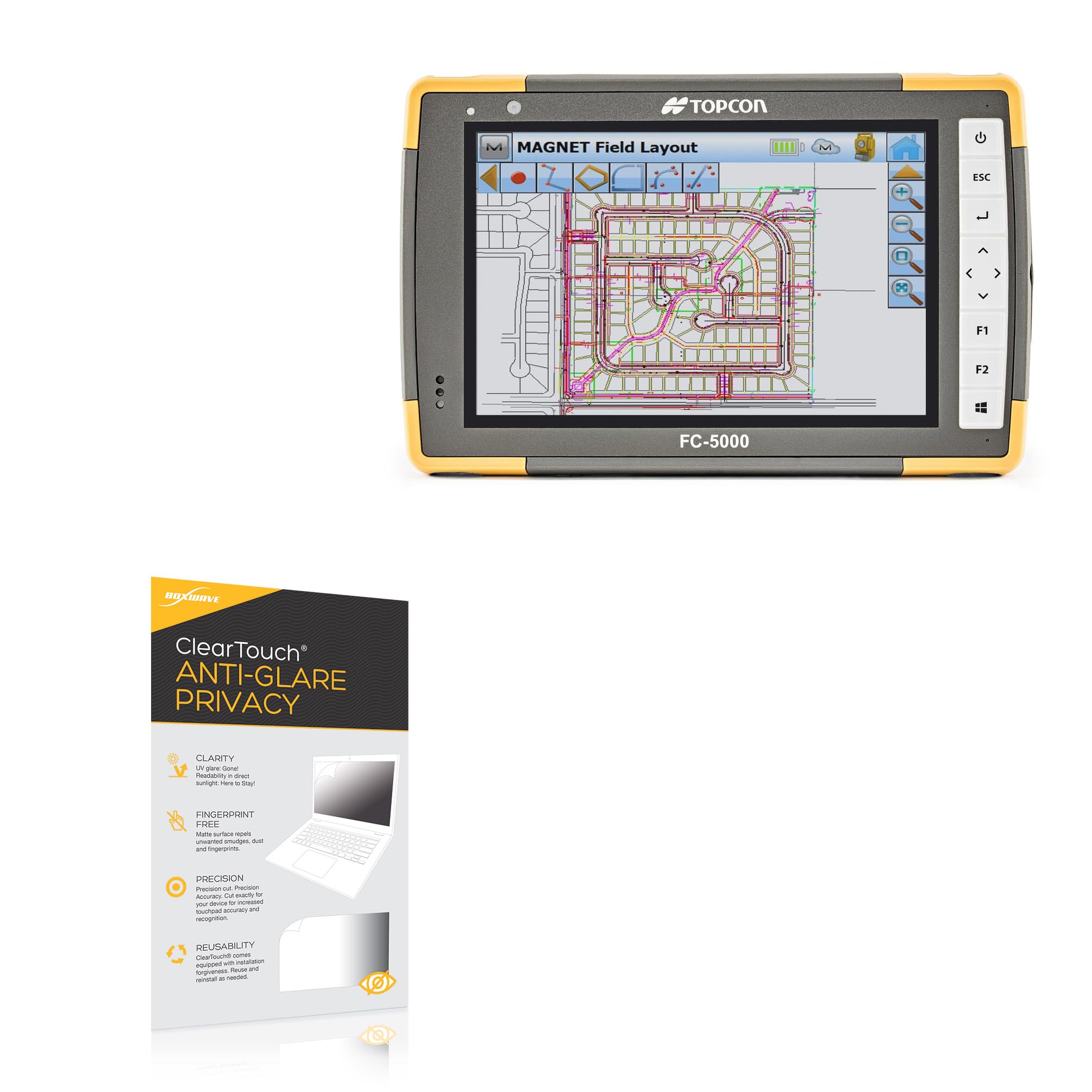 BoxWave Screen Protector Compatible With Topcon FC-5000 - ClearTouch Anti-Glare Privacy (2-Pack), Privacy Screen Protector Flexible Film Anti-Glare