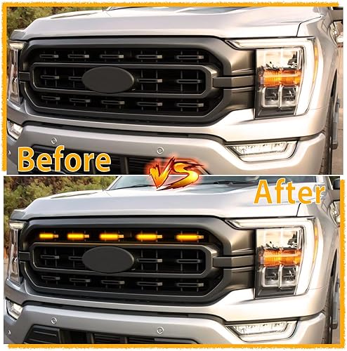 Miniatura 2 de DOOD Luces de parrilla para F150 2021 2022 2023 XL XLT Parrilla frontal ámbar luces OEM parrilla LED luz de advertencia luces LED con arnés de
