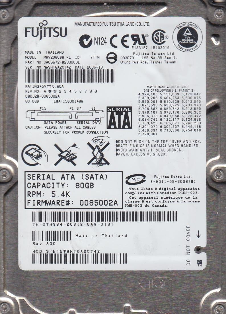 MHV2080BH Fujitsu MHV2080BH FUJITSU MHV2080BH [並行輸入品] Amazon.com: Fujitsu MHV2080BH 80GB 5400 RPM 8MB Cache 2.5