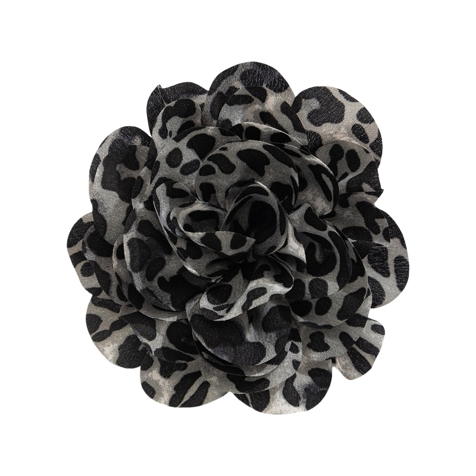 Haiki Women's Black Leopard Print Flower Duckbill Clip Brooch Exaggerated Floral Shaped Corsage Versatile Fashion Accessory For