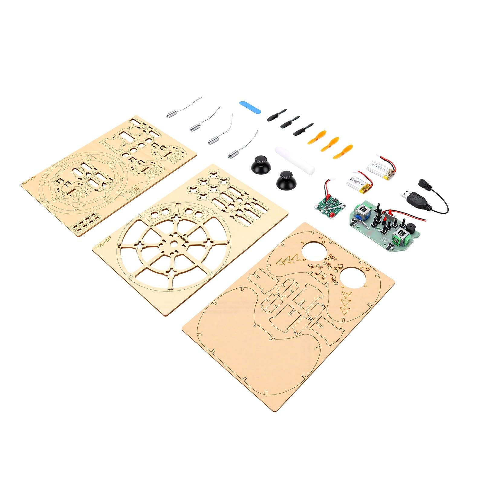 Gugxiom Kit Modello Drone in Legno Fai da Te 3D Building Blocks Quadcopter STEM RC Educativo Drone con una Chiave Decollo Arresto di Emergenza 3 Impostazioni di velocità Giocattolo