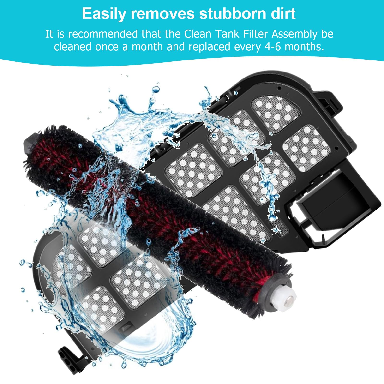 2 filtros de agua para Roborock S8 Pro Ultra, material plástico, con 2 cepillos de limpieza, accesorios de repuesto para Roborock, adecuado para limpieza de casa, hotel y oficina