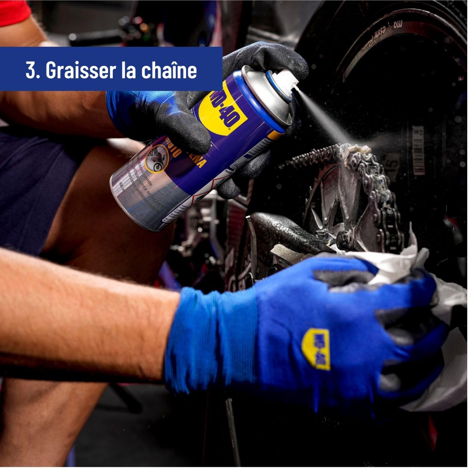 WD-40 SPECIALIST Kit d'entretien Moto Complet - Pack de 5 produits + outils | Kit des essentiels de l'entretien moto - Nettoyer, lubrifier et faire briller la moto - Brosse et chiffon inclus