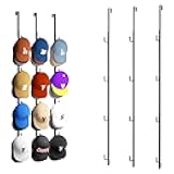 HapiRm Over Door Hat Rack - 3 Packs Hat Organizer with 12 Hooks Design, Hanging Baseball Cap Organizer Storage Holds Up to 60 Caps for Door, Bedroom, Closet (Black)