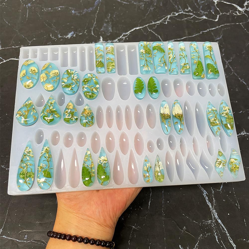 Attuslla 2PCS Oceano Stampo Silicon Per Orecchino, Stampi Per Resina, 100 PCS Orecchino E Anelli Di Saltoper Creazione Orecchini Ciondoli Fai Da Te - 8