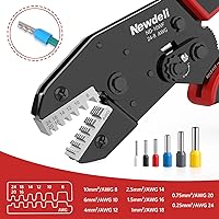 Vista 3 de Newdeli Crimpadora de virola de alambre 24-8 AWG - Herramienta de crimpado de alambre de trinquete para conectores de virola, terminales de cable
