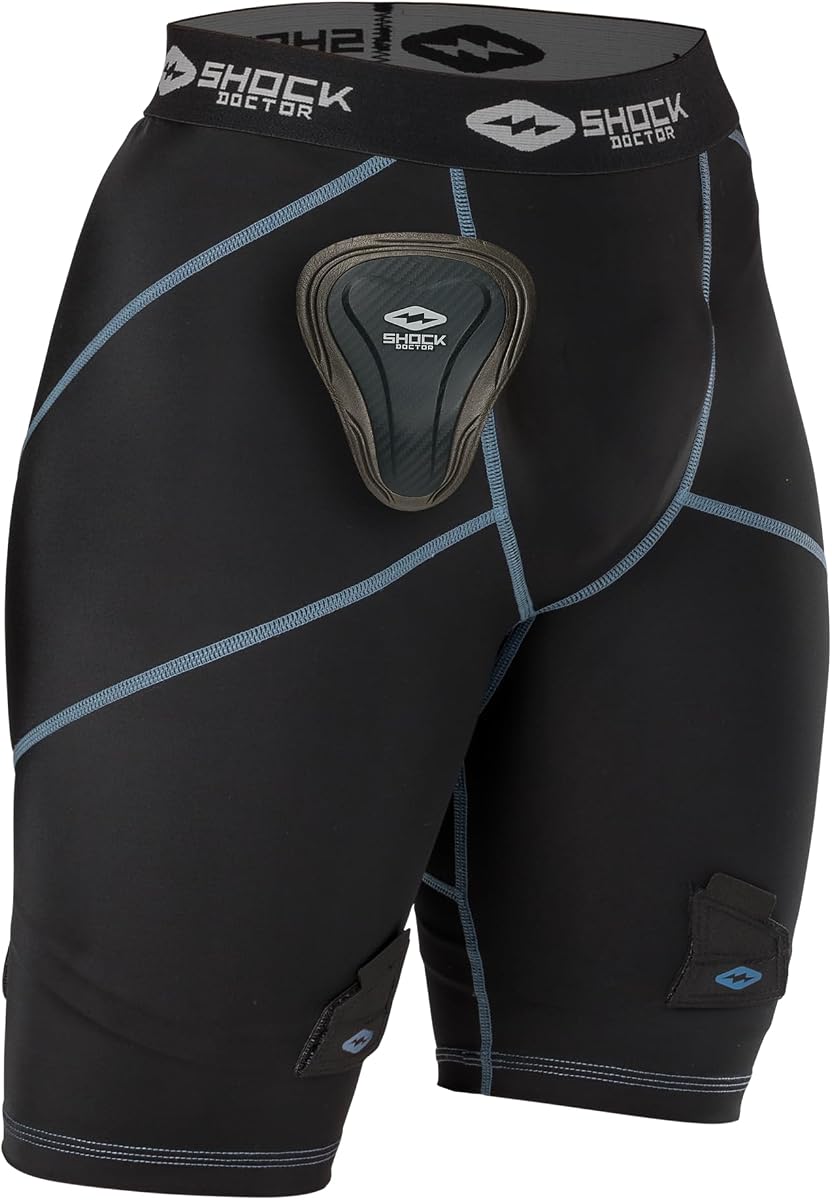 Pantalón corto de hockey de compresión para mujer con protector pélvico