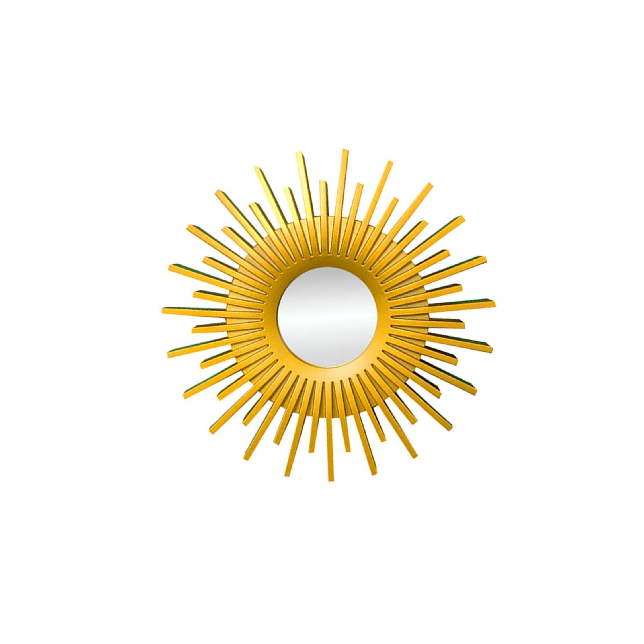 Pixzcsa Sun Shaped Gold Round Decorative Wall Mirrors For Room Clear High Definition Mirror Decor Choice Decorative Mirrors Mirror For Bedroom, 25Cm