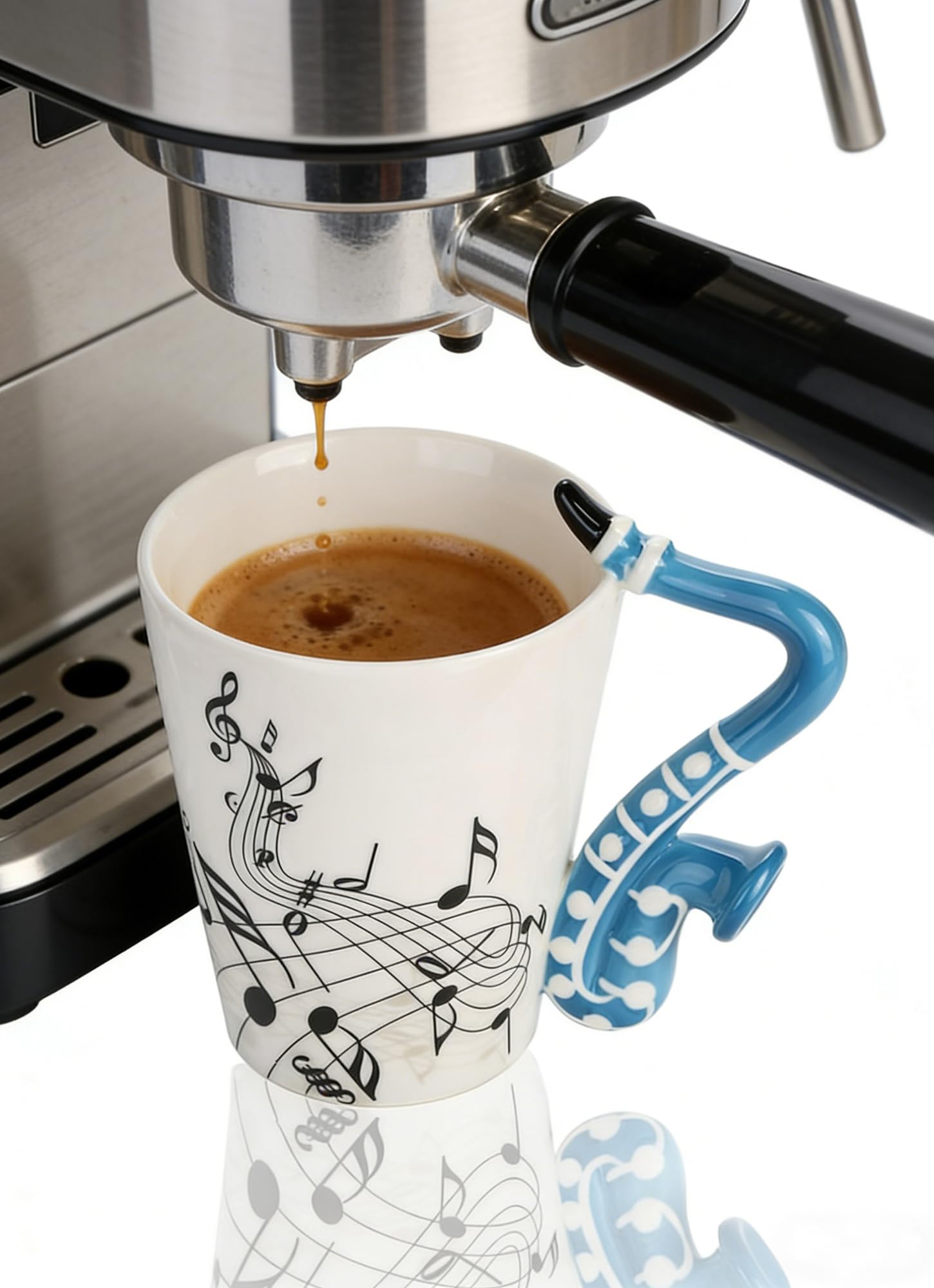 Saxophone Novelty Mug Musical Gift Coffee Cup with Spoon, Music Teacher Gifts,Music Lovers for Holidays Gift for Mother's Day,Fathers Day,Men,Woman (Blue)