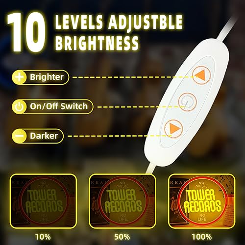 Miniatura 3 de Tower Records - Letrero de neón con música retro para decoración de pared, letreros LED para tienda de CD, dormitorio, arte de pared de neón rojo