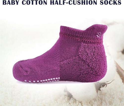 Miniatura 3 de EPEIUS Calcetines antideslizantes de algodón grueso con empuñaduras para niños y niñas, paquete de 612