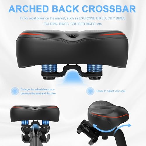 Vista 17 de Xmifer Asiento de bicicleta de gran tamaño, cómodo sillín de bicicleta, diseño de ranura media, espuma viscoelástica de 2.95 pulgadas de grosor