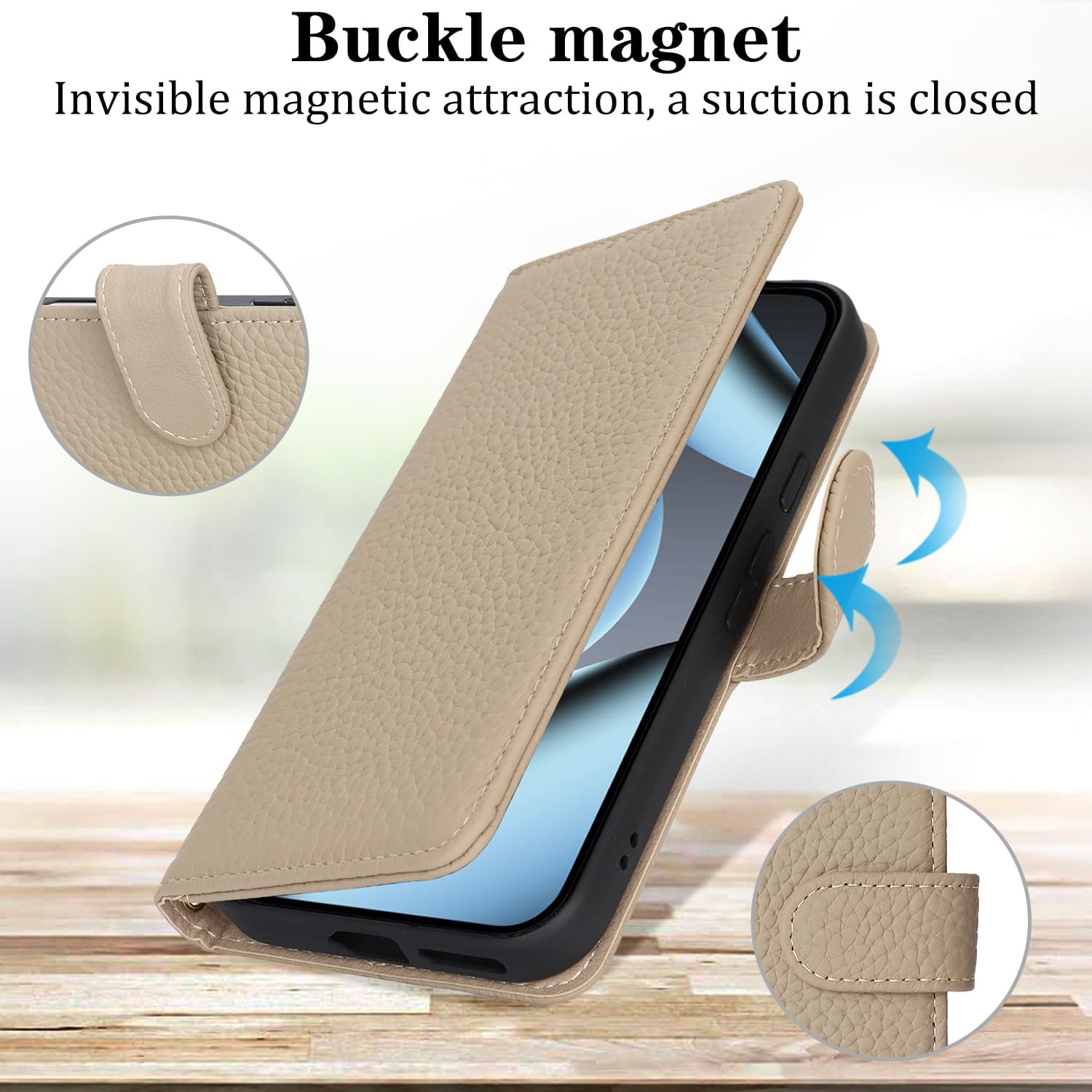 Zouzt Case for Google Pixel 10 and Pixel 10 Pro Genuine Leather Wallet Case with 4 Card Slot, RFID Blocking Card Holder Magnetic Flip Folio Shockproof Phone Cover Women Men- Gray