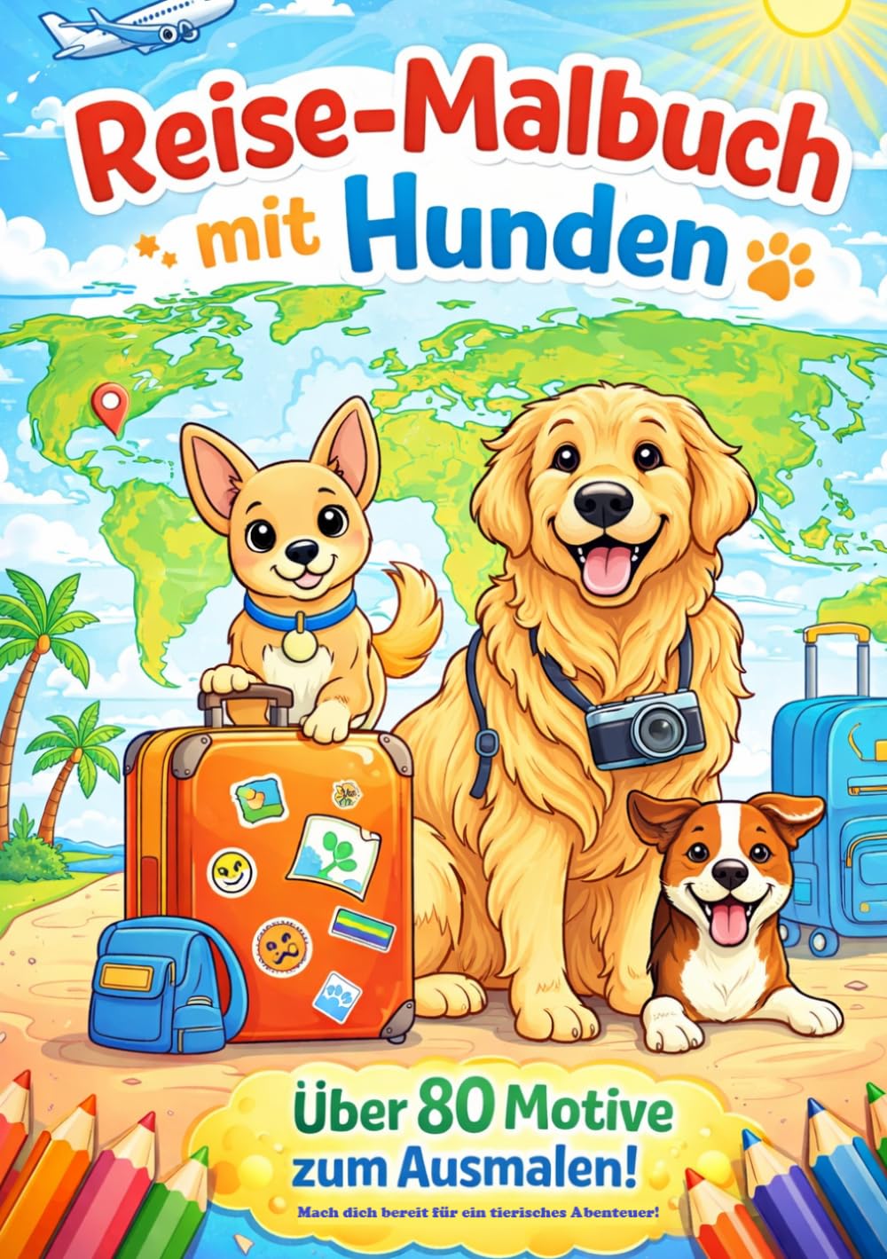 Reise-Malbuch mit Hunden Über 80 Motive: Mach dich bereit für ein tierisches Abenteuer!