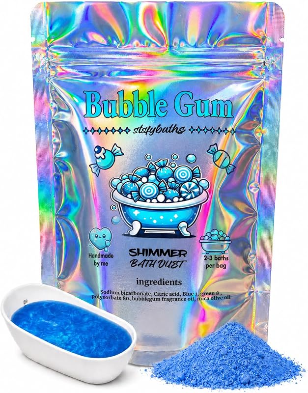 Bomba de banho efervescente Sky Blue com brilho e fragrância Bubblegum, 124 g