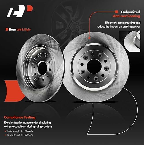 Miniatura 6 de A-Premium Kit de rotores de freno de disco sólido delanteros y traseros + pastillas de cerámica compatible con modelos seleccionados de Ford y