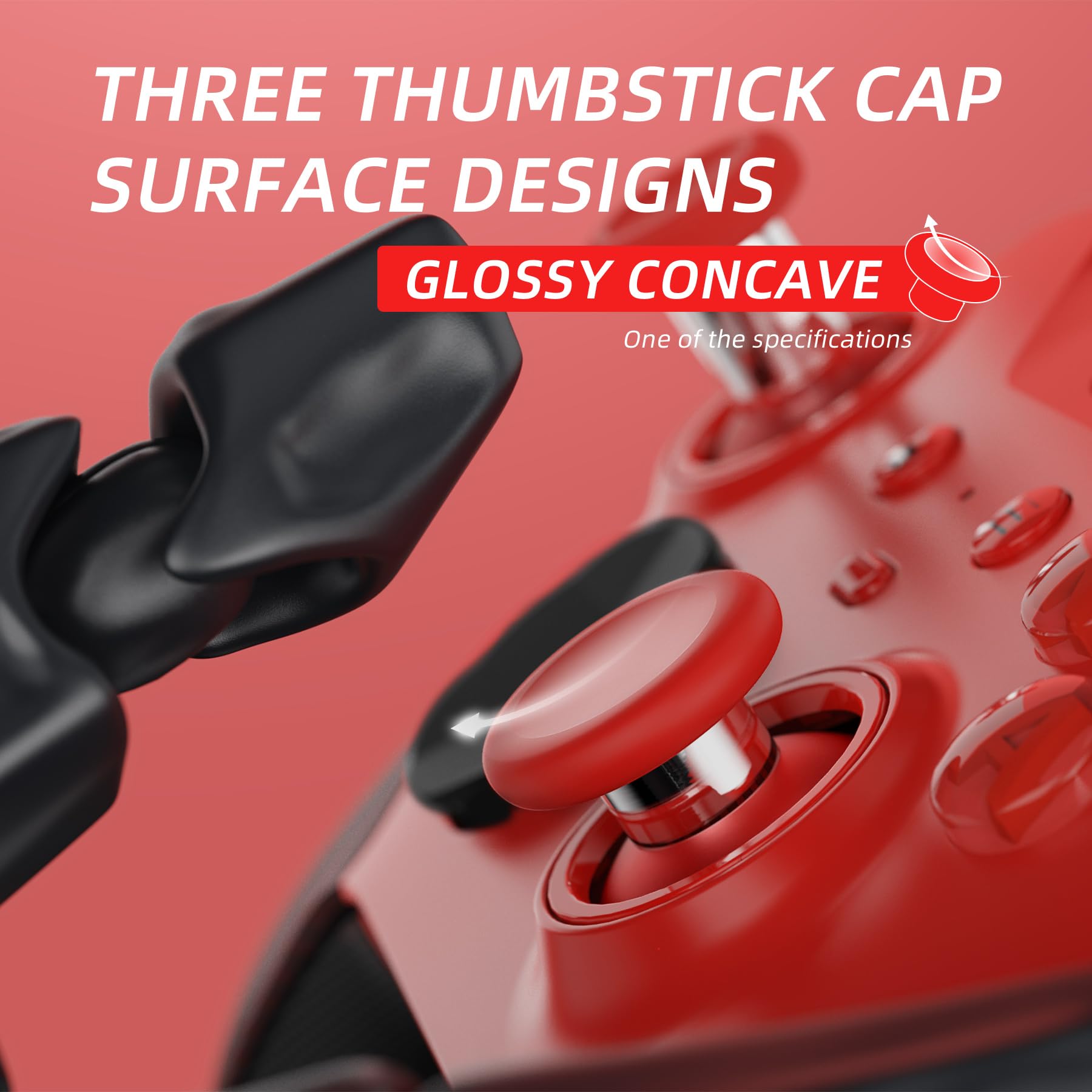 eXtremeRate 6 in 1 Magnetic Metall Thumbsticks Austauschbare Joysticks Analogsticks Kappen Tasten Set für Xbox Elite Series 2 & Series 2-Core Controller-Rot&Silber