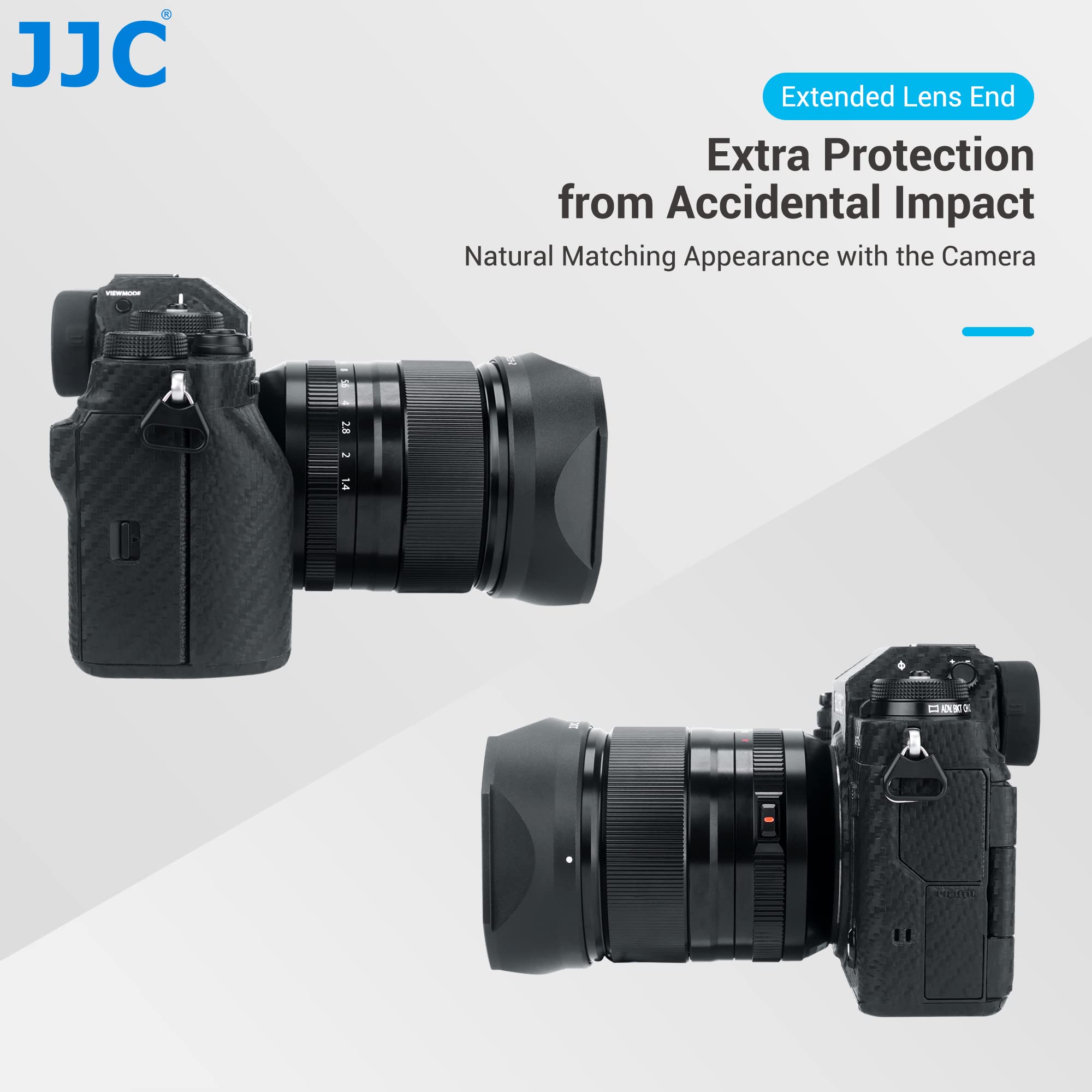 (58mm) JJC Copriobiettivo e Paraluce per Obiettivo Fotografico Fujifilm XF 23mm F1.4 R LM WR & XF 33mm F1.4 R LM WR Sostituisce Fuji LH-XF23 II/LH-XF23-2 con Chiusura a Scorrimento
