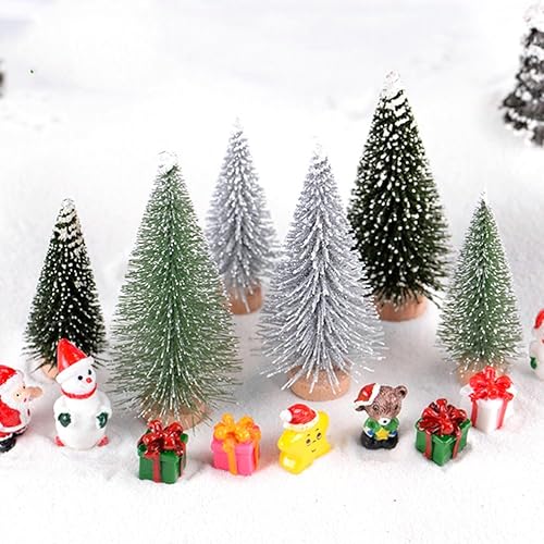 Miniatura 5 de 30 piezas de mini árboles de Navidad DIY botella de Navidad árboles de cepillo en miniatura de sisal nieve escarcha abeto pequeños árboles